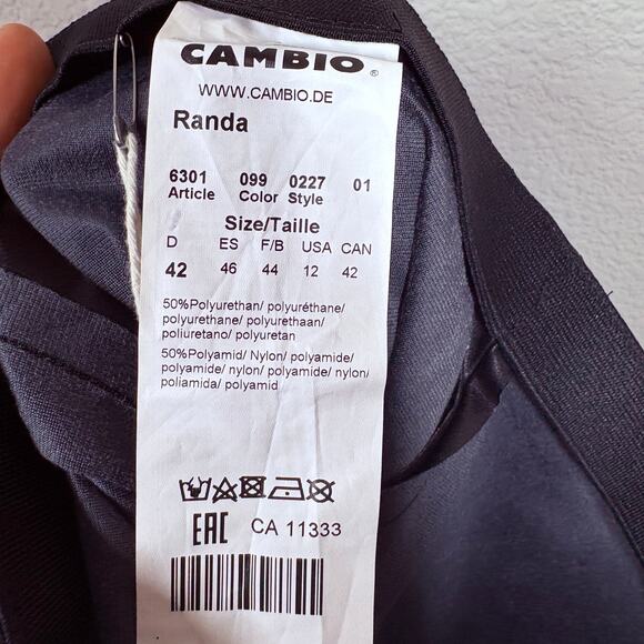 Cambio Sport Womens Size 12 Faux Leather Pants Black Shiny Pull On Skinny - Picture 6 of 8